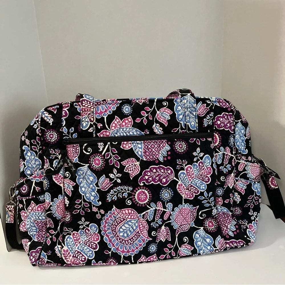 Vera Bradley Stroll Around Baby Diaper Bag “Alpine Floral” Pink Blue Black Md